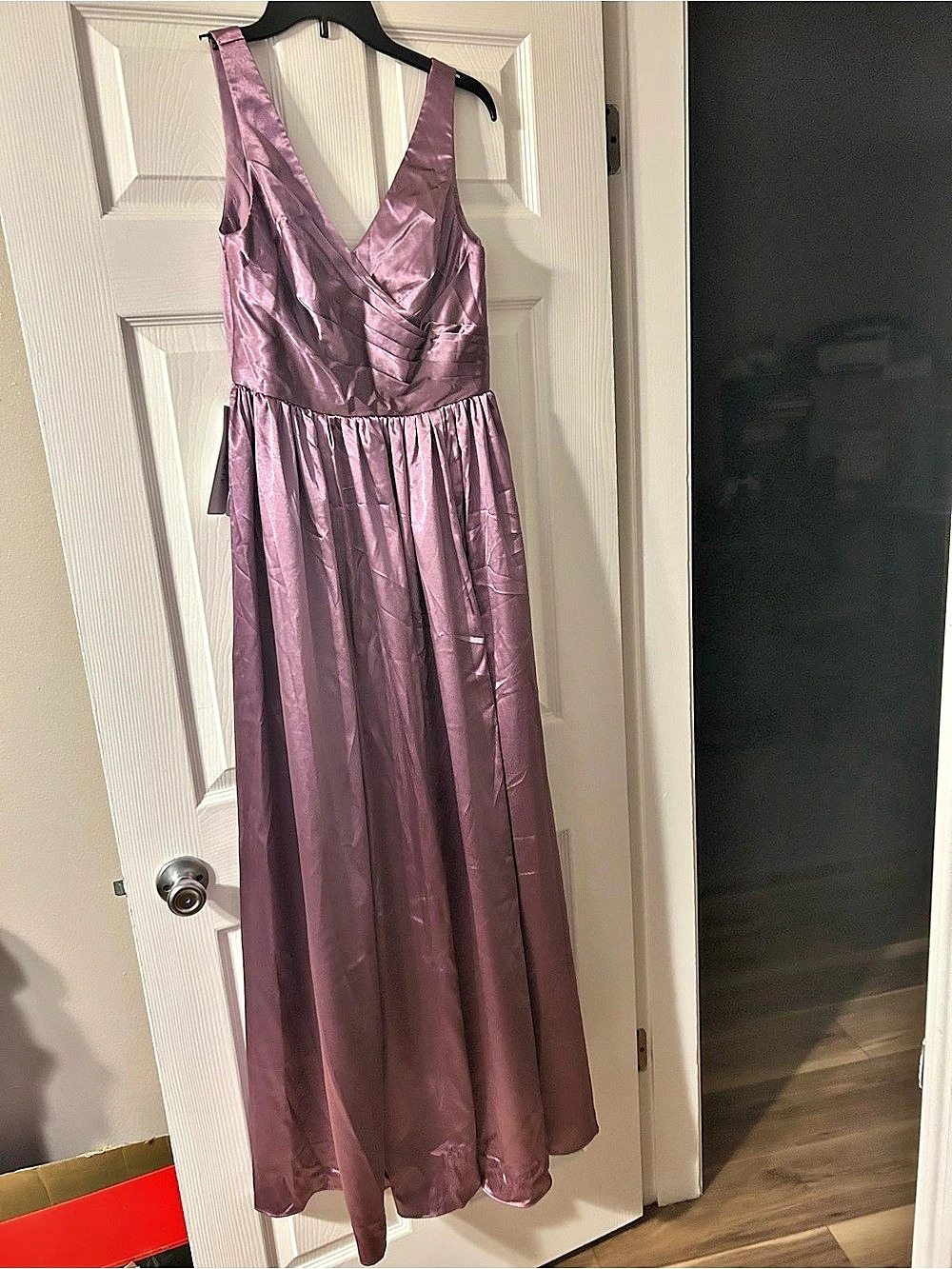 AZAZIE Wisteria-Lane Pleated Metallic Satin Dress Pleated Metallic Satin Maxi